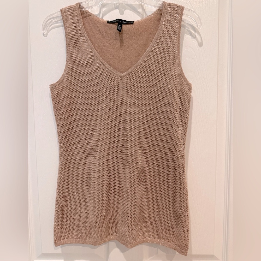 White House black market sleeveless gold sweater